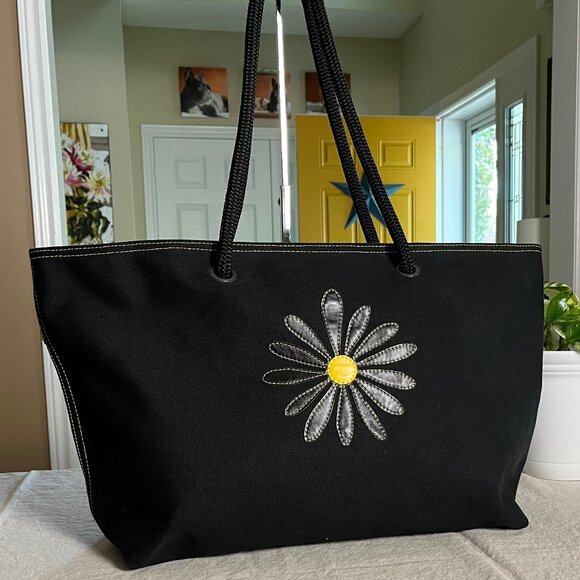 Black/Yellow Daisy Large Tote by Nautilos - Authentic - Picture 3 of 16